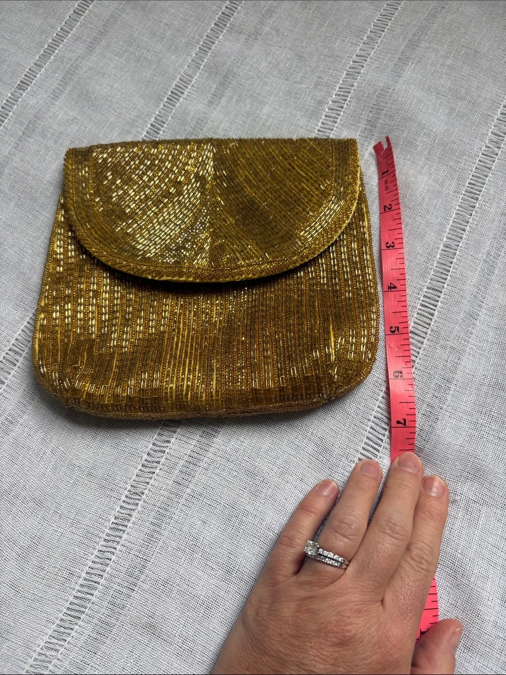Tiffany Vintage Gold Beaded Lotus Flower Evening Clutch